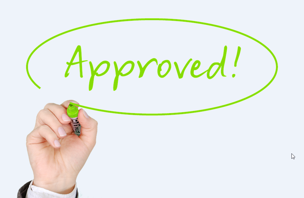 approved phrase written using a green marker